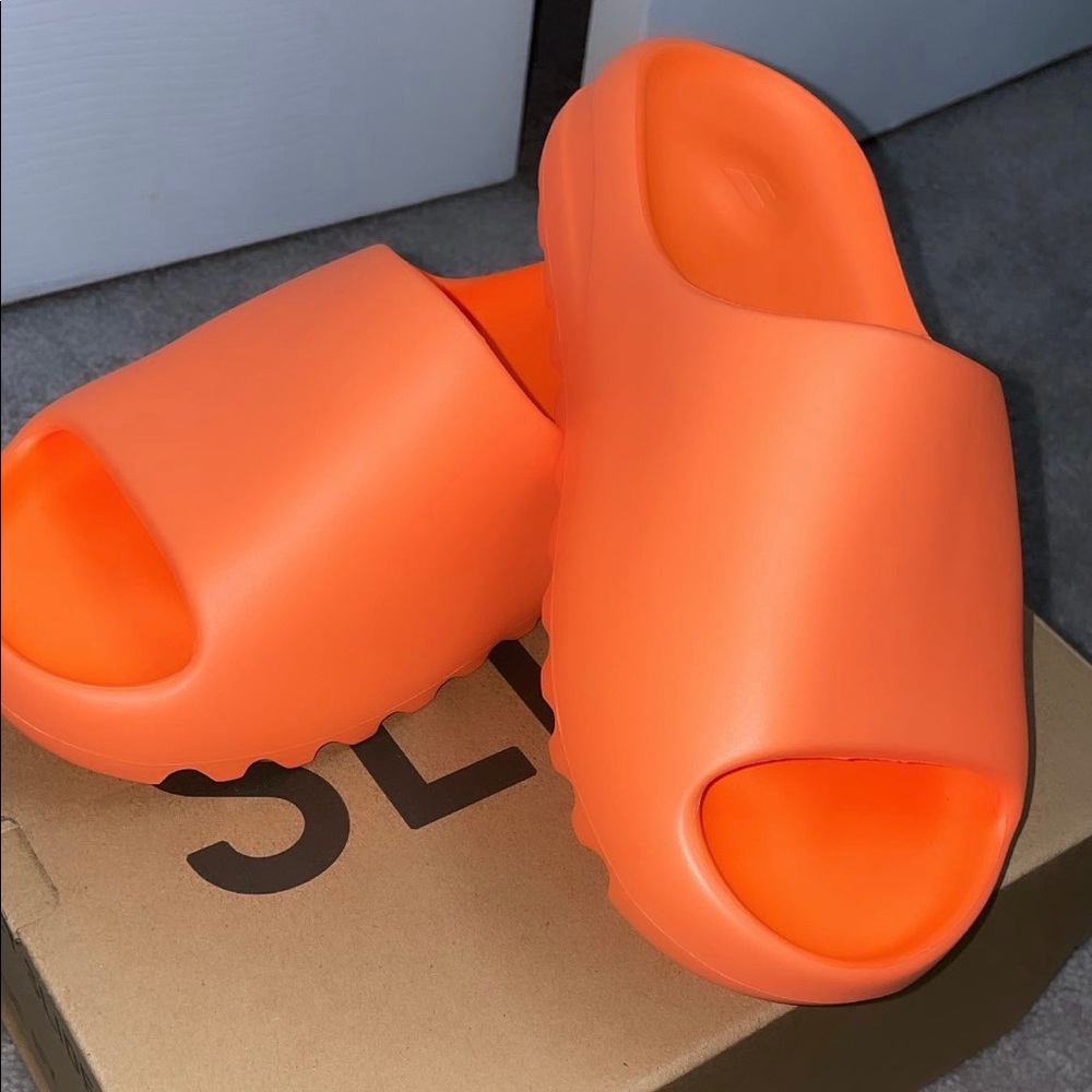 Yeezy “Enflame Orange” Slides
